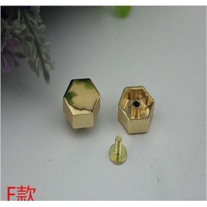 High plating cheap light gold small 16 mm flat shape hexagon metal rivets for