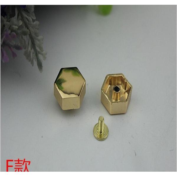 High plating cheap light gold small 16 mm flat shape hexagon metal rivets for