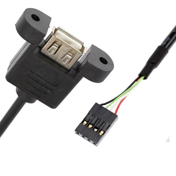 Quality Customization Screw Locking Stud 1M 2M Panel Mount Female USB A male  to Dupont Connector Cable wholesale