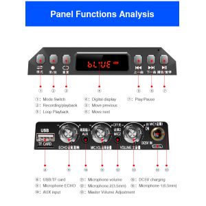 Wireless Bluetooth Speaker Echo Recorder Portable Trolley Speaker UHF 2.4Ghz