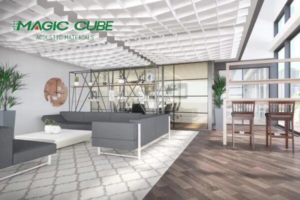 Recycled Polyester Fiber Acoustic Ceiling Tiles for Office and Meeting Rooms PET