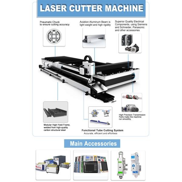 Metal Sheet And Tube Fiber Laser Cutting Machine CNC Stainless Steel Fiber Laser Cutter