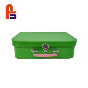 Green Color Printing Kids Recyclable Paper Material Cardboard Suitcase Box