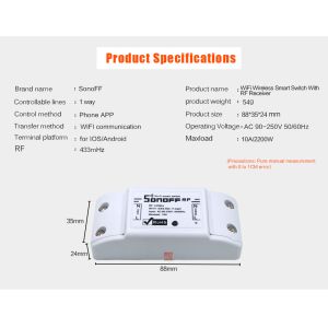 Sonoff WiFi Home With RF Receiver Remote Control Wireless Smart Timing Switch