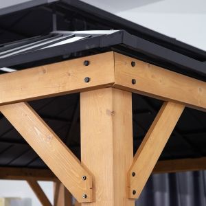 Gazebo Polycarbonate Double Roof Canopy Outdoor Aluminum Frame Pergola,