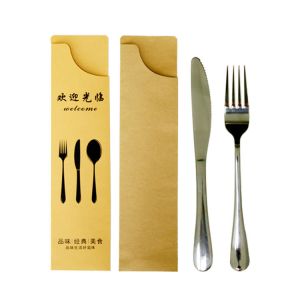 Disposable Recyclable Tableware Packing Kraft Paper Bag For Restaurant