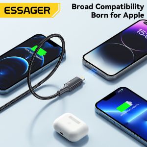 ESSAGER ES-X45 Pd 29w Usb C To Lighting Iphone Fast Charging Cord with USB 2.0