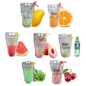 biodegradable eco-friendly FDA clear juice sealed drink pouches translucent
