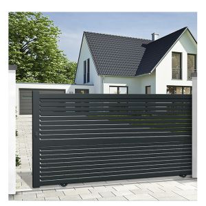 Security Entrance Sliding Driveway Gates , Wrought Iron Main Gate Design