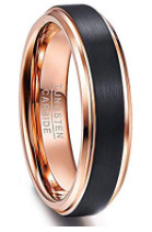 China Elegant Gentdes Jewelry 8mm Flat Rose Gold and Matte Black Tungsten Carbide Wedding Band Ring for Setting Inlay Technology on sale