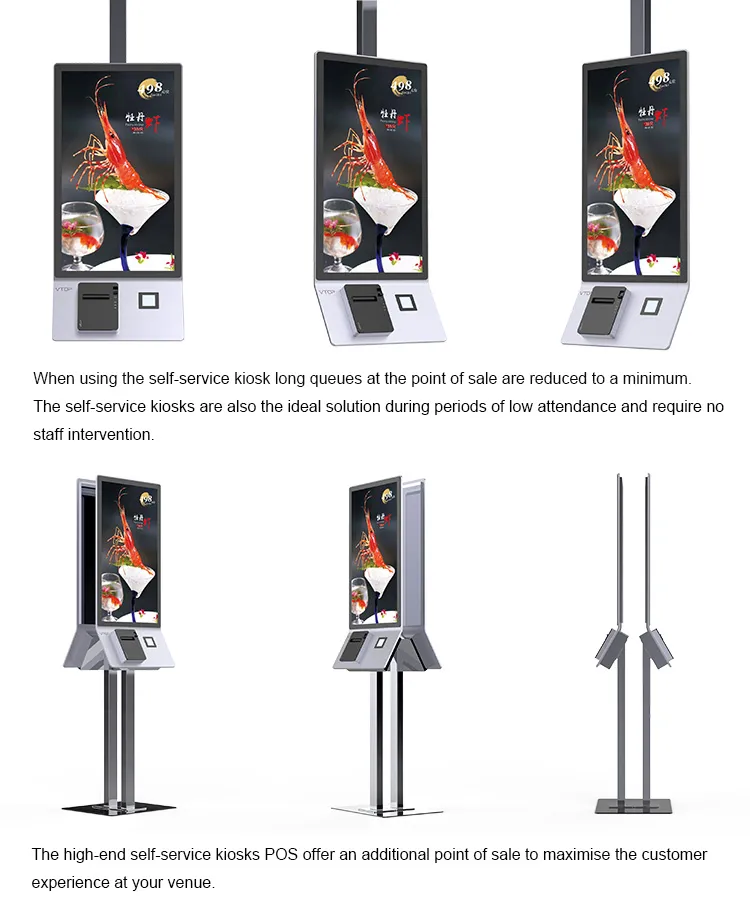 32 Inch Android Payment Kiosk with 80mm Printer and POS Holder