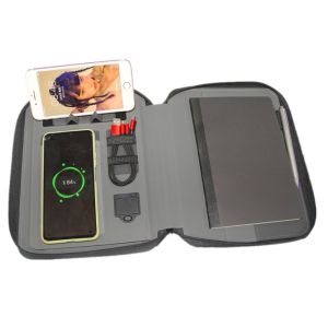 Durable PU Business Multifunctional Wireless Charging Notebook With Powerbank