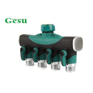 Cheap Four Way Hose Connector Outside Faucet Splitter With Rubberized Grip for sale