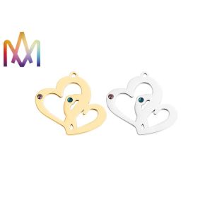 SS304 Hollow Double Heart Shape Pendant 25.5x28.5mm