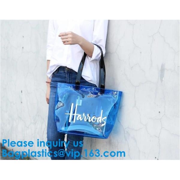 Clear Shopping Bag Transparent PVC Beach Handbag Tote Shoulder Bag Beach Waterproof Large Capacity Foldable Travel Stora