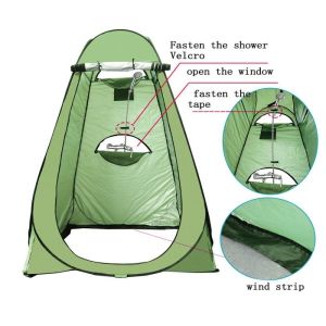 Automatic Opening Pop Up Shower Tent Camping Polyester 190T Thick Silver Coated