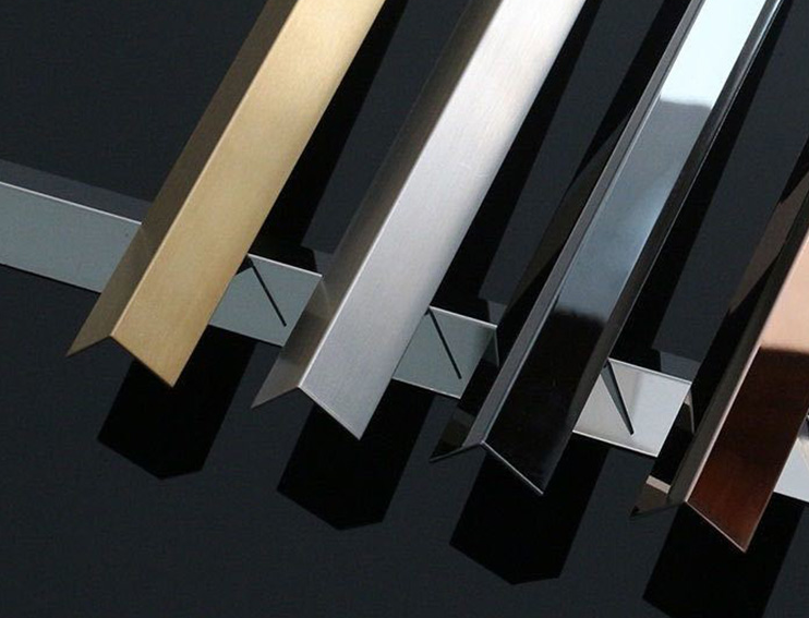 China 304 Grade V Grooved Stainless Steel L Tile Trim For Wall And Floor Decoration on sale