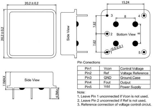 20x20mm Silver Oven Controlled Crystal Oscillator OCXO 50-120MHz