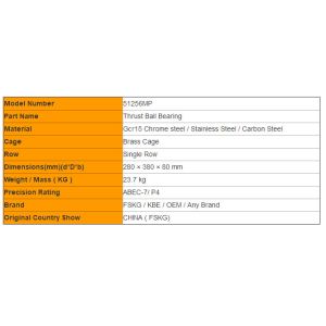 One Way 51256MP Thrust Ball Bearing Pressure Bearing For Crane Hook Valve /