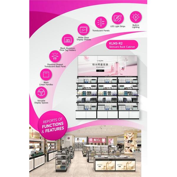 KLNS-R2 Translucent Panels Skincare Display Cabinet with Black Aluminum Slots