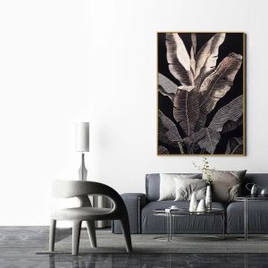 China Custom Designs Crystal Porcelain Wall Art Decor Painting UV Print 3D Plantain Leaves on sale