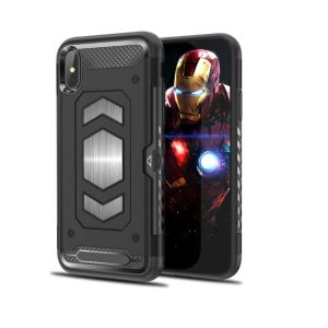 Color Black Red Armor PC TPU Case with Card Pocket Magnetic Car Mount For