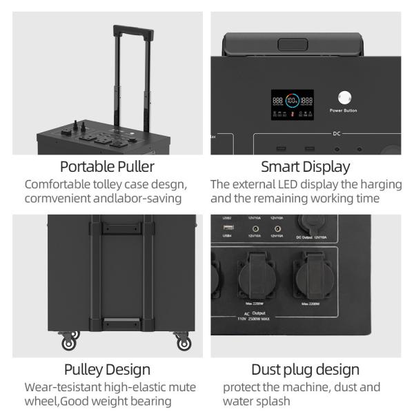 High Capacity Rechargeable Portable Power Station 2500Wh Capacity Pure Sine Wave