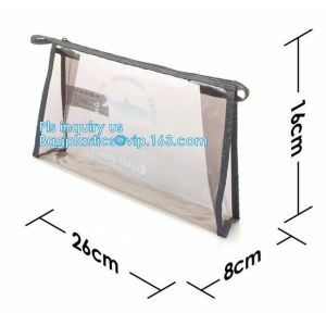 grip slider bags, Stand Up Cosmetic Pouch with Slider Zipper Closure, PVC HEAT