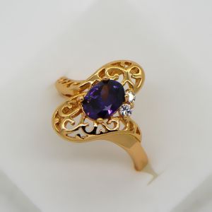 China New trendy AAA+ Swiss Cubic Luxury Zircon crystal ring 18k gold plating jewelry gift on sale