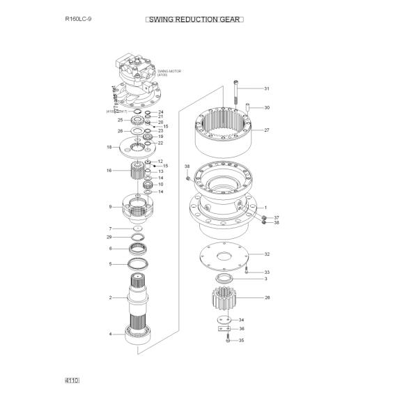 Small Excavator R160LC-9 R210LC-9 Swing Reduction Assy 31Q6-10140 Swing Gearbox For Hyundai