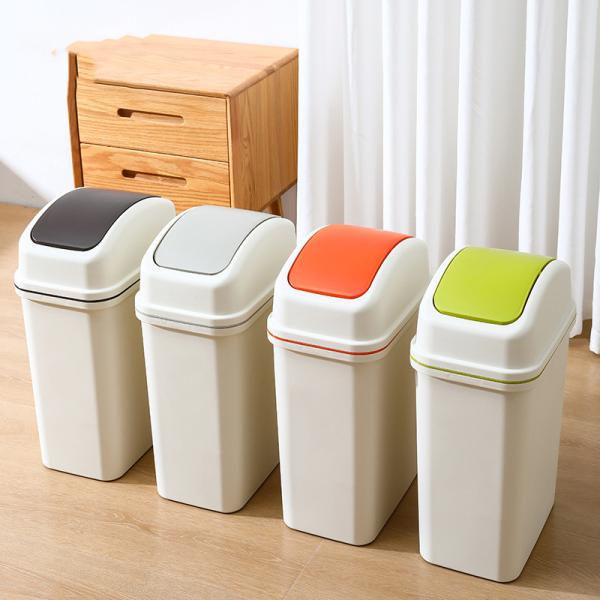 Slim Trash Can 10L Plastic Trash Can Garbage Can with Press Top Lid Modern Waste