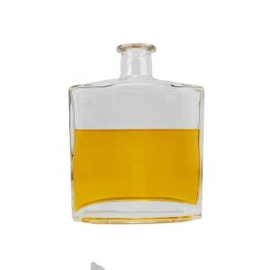 Cheap Flat Square Whiskey Vodka Rum Tequila Gin Spirits Glass Bottle with Cork Sealing Type for sale