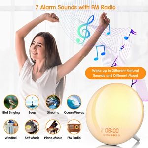 Snooze Colored 30 Levels Wake Up Alarm Clock Light Sunrise Simulation Sunset