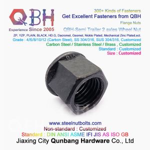 Cheap QBH Black Semi Trailer 2 Axles Non-Serrated Flange Wheel Hub Nut for sale