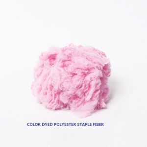 Industrial Recycled Polyester Fiber / Cherry Blossom Pink Polyester Raw Material