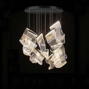 LED Postmodern Silver Love Paper Designer Stairs Staircase Chandelier Lighting