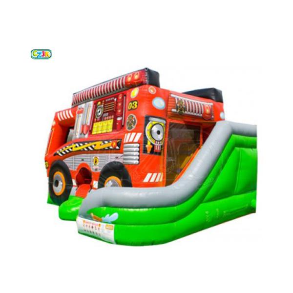 Fire Truck Inflatable Jumping Castle Childrens Bouncy Castle 0.55mm PVC Material