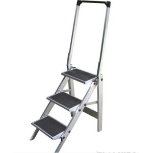 UV Certificate 3 Step Aluminum Ladder , Two Wide Step Stool Ladder With Tool Box