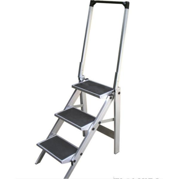 UV Certificate 3 Step Aluminum Ladder , Two Wide Step Stool Ladder With Tool Box