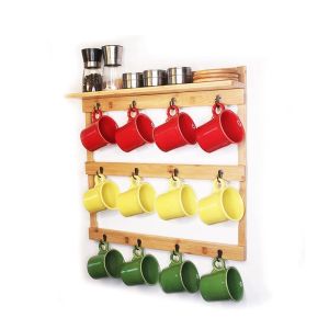 Practical Bag Coffee Mug Holder Wall Mount with 3-Tier Display and 12 Organizer