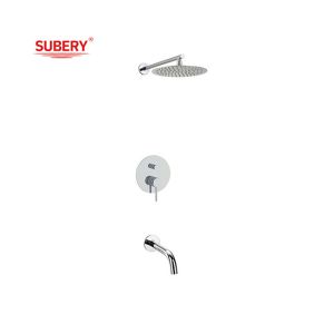 China Concealed In Wall Shower Faucet Brass Annular Knurl Handle Chrome OEM Bathroom Bathtub on sale