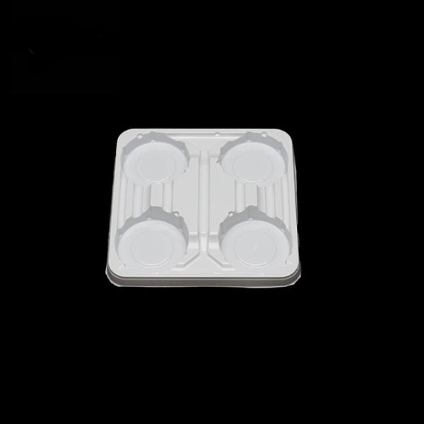 White PET Disposable Takeaway Tray, 4-Part Coffee Cup Holder For Milk, Yogurt,