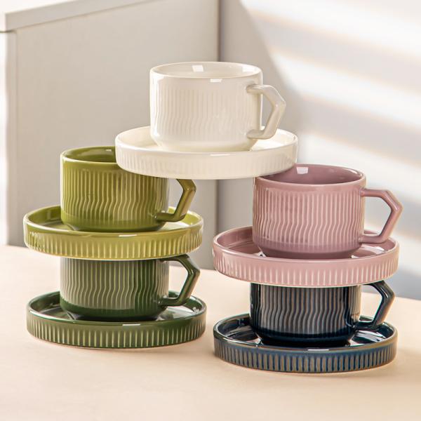 200ml Green Ceramic Teacup Classic Design Style Ceramic Cup & Saucer Set Enjoy Afternoon Tea Time