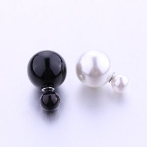 Hot Selling Paragraph Candy Color Round Ball Earring Double Side Shining Stud