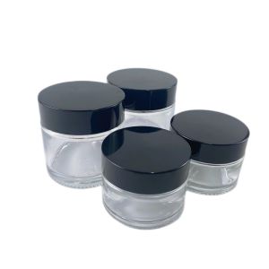 Transparency Glass Jars Lip Balm Cream Container Bottle With Bronze Gold Lids