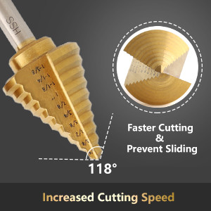 5PCS HSS Titanium Step Drill Bit Set with Automatic Center Punch and Multiple