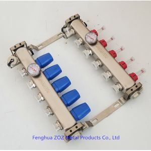 Stainless Steel Manifolds Set For Underfloor Heating With Temperature Gauge (0