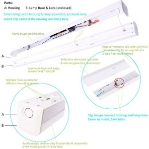 4FT 46W Linear Strip Surface Mount Linkable Led Light Fixtures Perfect for