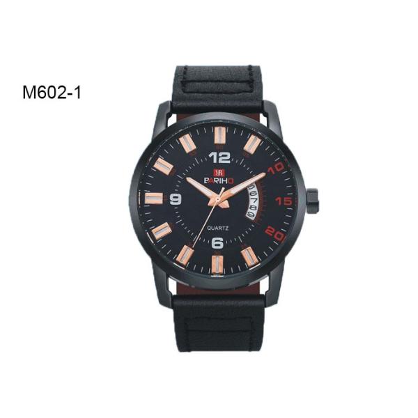 Quality 3 Pointers Simple Dial Men's Quartz Watch Date Leather Band Wristwatch M602 wholesale