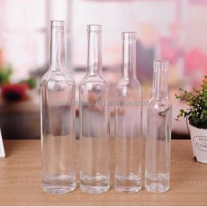 Industrial Beverage 250ml Logo Printing Clear Flat Glass Wine Bottle with Custom